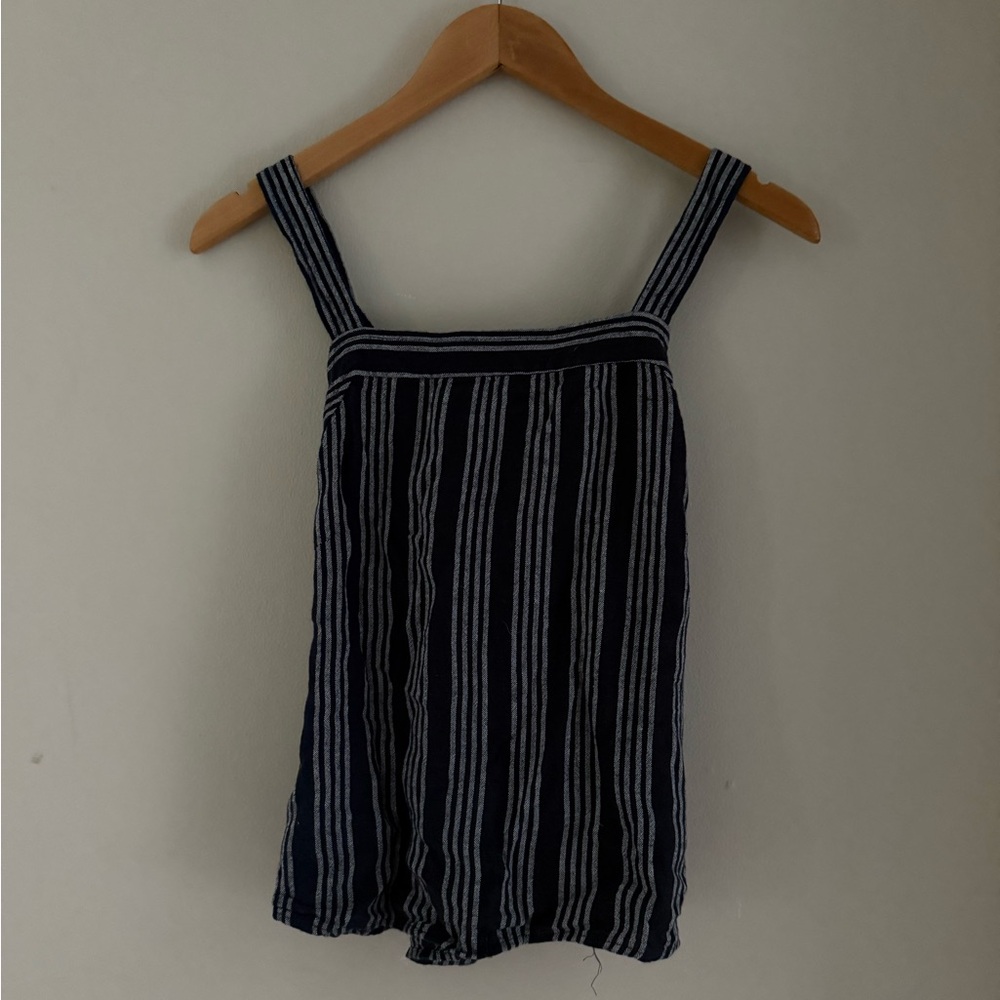 LOFT Navy and White Striped Tank Top